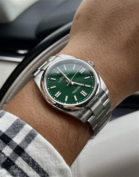 rolex green dial oyster|Rolex Oyster perpetual 41 green.